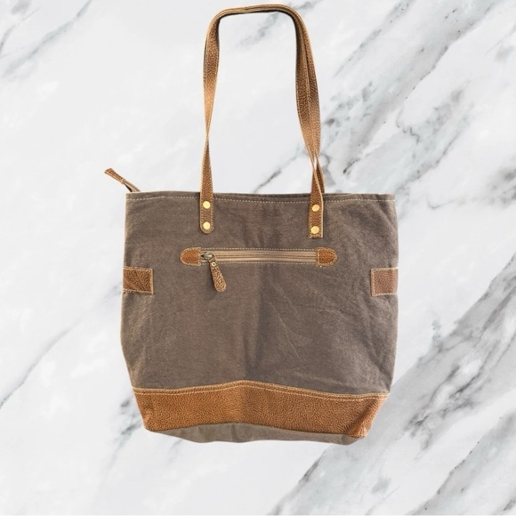 SOLD Myra Bag Side Floral Print Canvas Tote Patchwork NWT - Picture 2 of 15